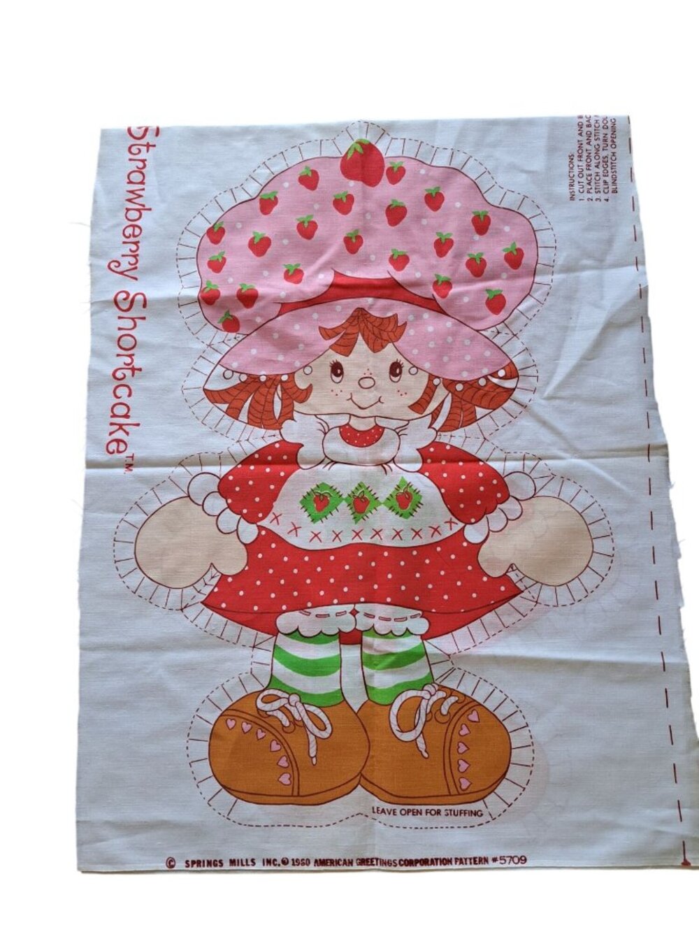 Vintage 1980 Strawberry Shortcake Doll Fabric Panel Sewing Kit By Springs Mills